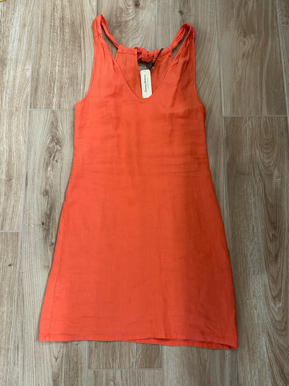 NWT 🆕Tommy Bahama sleeveless linen-mini shift dress Orange . Size XS